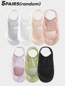 3/6 Pairs Lace Pattern Silicone Heel Grip Socks, Breathable Stockings - Multicolor - View 14