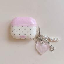 心形图案耳机保护套,心形吊坠耳机套,IMD防震耳机保护壳,适用于 1/2/3/4/Pro - 粉色 - 查看 14