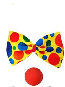 4件套小丑服装套装，包括：彩虹小丑假发、鼻子、领结、白色手套、嘉年华小丑配饰和嘉年华服装。 - 彩色 - 查看 7