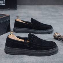 Popular Men's Casual Loafers, Leather Upper With Waterproof Design, Flat Non-Slip Sole, Suitable For Leisure, Entertainment And Camping - Black - View 3