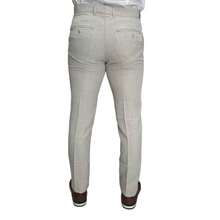 Men's Slim Fit Melange Tailored Trousers - 米色 - 查看 4