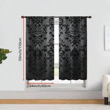 Bộ 2 rèm cửa họa tiết hoa đen cổ điển - Phong cách Gothic thời Victoria, in phẳng 2D, thiết kế có túi đựng thanh treo tiện lợi, hoàn hảo cho trang trí phòng khách và phòng ngủ. - Nhiều màu - Xem 7