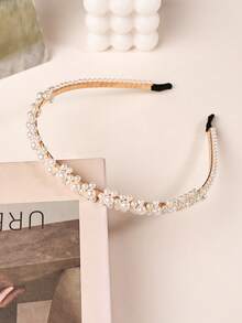1pc Faux Pearl Headband, Elegant Versatile Streetwear Cute Daily Headband Hair Band Hair Hoop,Summer,Holiday,Travel - Multicolor - View 4