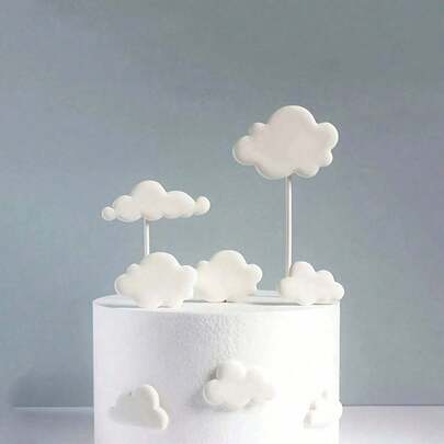 5件/包 4色云朵蛋糕装饰，包含3D泡沫蛋糕装饰，适用于生日派对、开业典礼、节日、父亲节和圣诞节。