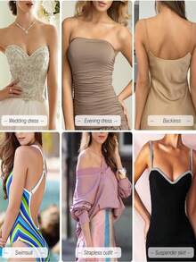 4pcs Strapless Invisible Bras, Suitable For Women's Backless Dresses, Summer Outfits, Vacation Essentials, Reusable - Multicolor - View 12