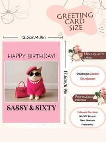 60th Birthday Card - Playful Cat - Gifts For Ladies, Girls, Best Friends, Best Friends, Glasses Wearing Cat, Wonderful Pets - Multicolor - View 3