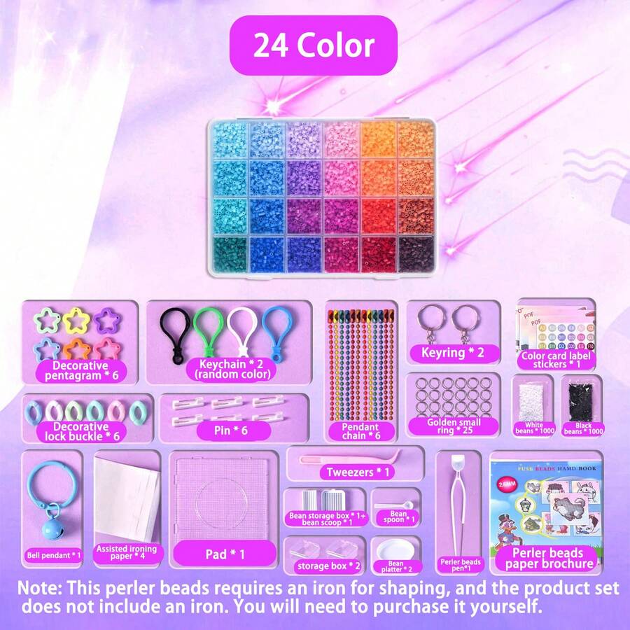 48/72/96/120 Colors Pearl Bead Set 2.6mm Mini Fused Beads Craft Tool Kit, Multiple Tools Suitable For Beginners Adults Relaxation Art Projects, Handmade Decorations Indoor Decor Fused Bead Materials