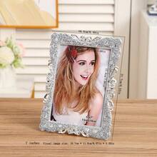 1pc Creative Light Luxury Full Diamond Minimalist Design Modern Photo Frame, 6 Inches, 7 Inches, 10 Inches, Suitable For Home, Office, Living Room, Bedroom, Decoration, Can Also Be Used As A Birthday Gift, Holiday Gift For Family And Friends (Random Inner Paper) - Silver - View 20