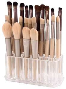 1 pièce Organisateur de pinceaux à ongles avec 26 trous, support de rangement pour eyeliner, présentoir de rangement pour cosmétiques et stylos. Présentoir acrylique pour pinceaux de maquillage. Accessoire pour manucure - Transparent - Voir 2
