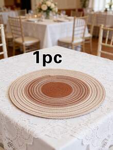 1/4/6pcs Bohemian Woven Round Placemats, Solid Color Woven Lace Tablemats, Non-Slip Pads, Home Kitchen Decor, Bowl Dish Cup Coasters, Suitable For Holiday Party Birthday Wedding Banquet - Multicolor - View 8