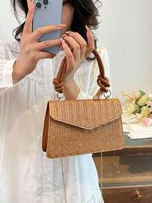 New Arrival High-Quality Vacation Style Chain Shoulder Bag, Korean Fashion Crossbody Handbag - Brown - View 2
