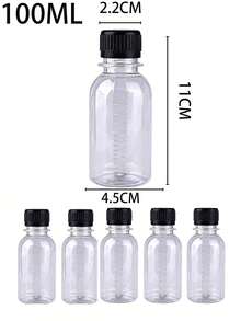 12/6/1个/2盎司带盖塑料瓶，姜汁瓶，迷你透明塑料瓶带盖，果汁滴管，可重复使用空瓶，旅行配件（黑色+白色） - 黑色 - 查看 19
