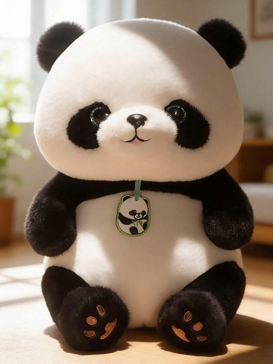 可爱熊猫毛绒玩具，柔软聚酯纤维填充，适合作为复活节、生日礼物或房间装饰，男女皆宜，尺寸：24厘米/9.44英寸