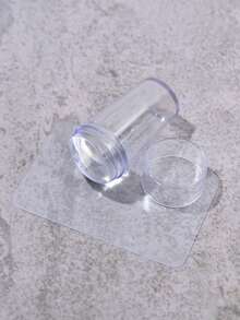 2片蝴蝶和心形花卉图案美甲印花板，1个带盖美甲印章，美甲印花工具套装（含刮刀） - 銀色 - 查看 5