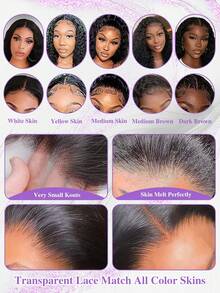 Tóc giả ren chữ T 24 inch, tóc thẳng 4x1 trong suốt, đã tỉa sẵn tóc con, mật độ 150% tóc thật dành cho nữ, phần ren phía trước T4x4, thích hợp cho tiệc tùng, công sở, Giáng sinh, lễ hội âm nhạc, Ngày Valentine, màu đen tự nhiên (8-30 inch) - Natural Black - Xem 5