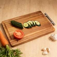 1pc Thick Rosewood Cutting Board With Stainless Steel Handle, Essential Kitchen Chopping Board With Drip Groove, Convenient Handle For Hanging, Available In 2 Sizes - Multicolor - View 7