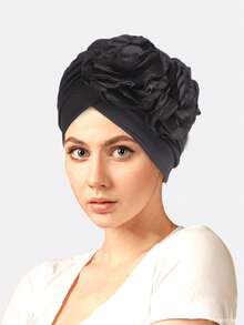 1件装女士3D立体花卉头巾帽，化疗帽，婚礼教堂帽，适合日常佩戴 - 彩色 - 查看 9