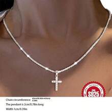 1個925純銀吊墜鎖骨鏈,帶有星空設計,適合女性 - 銀色 - 查看 3