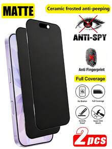 2pcs Matte Anti-Spy Screen Protector Film Compatible With IPhone 17/16/15/14/13/12/11/17 Pro Max/17 Pro/16 Pro Max/17e/Air/16e/Plus/Mini/X/XR/XS Max. Ceramic Soft Film, Anti-Fingerprint, Anti-Scratch, Easy Installation, Matte Anti-Spy Screen Protector. - Black - View 14