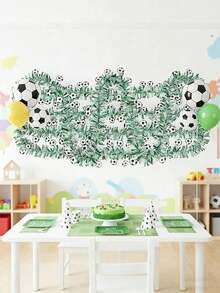 1pc Football Themed Sequin Decorative Wreath, Decorated With Cartoon Style Black & White Football Patterns, Snowflake Patterns, And Green Ribbons, Creating A Festive Atmosphere, Suitable For Football Parties, Commemorative Events, And Various Themed Activities. - One Size Fits All - View 6