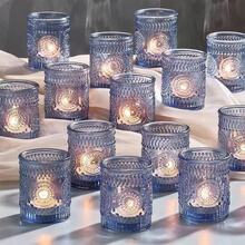 12 pezzi Portacandele in vetro verde vintage, adatti per la decorazione del tavolo da matrimonio, addio al nubilato, decorazione per feste, tea festa bohémien, bomboniere per matrimoni - verde - Visualizzare 2