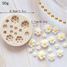 硅胶模具，雏菊组合模具，适用于蛋糕装饰、翻糖、巧克力、DIY工艺品、蜡烛熔块 - 查看 10