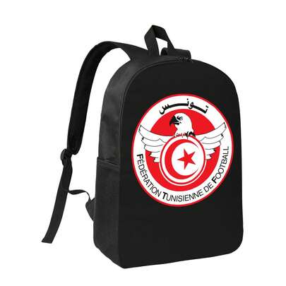 Lightweight 17 Inch Football Backpack - Tunisia Tunisia  Flag Graphic Print, Adjustable Straps, Travel Daypack For Men Women, Ideal For Stadium & Weekend Trips