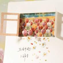 1 Roll Washi Tape, Floral Series Pastoral Style Hand-Painted Illustrations Of Plants And Flowers, Refreshing Natural Landscape Flowers Like Tulips/Sunflowers/Daisies/Roses, Suitable For Scrapbooking, Albums, Notebooks, DIY Decoration, Student Stationery Supplies, Back To School Essential - 1rolii - View 9