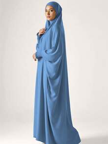 一件式穆斯林头巾和长袍，宽松长袍，袖子采用弹性设计，私密性高，优质穆斯林女性祈祷头巾，伊斯兰服饰头巾 - 彩色 - 查看 31