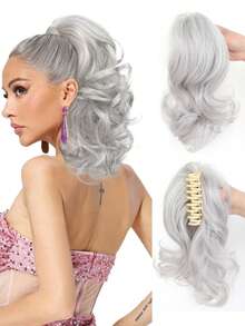 10 Inch Clip-In Short Curly Wavy Synthetic Hair Extension Ponytail, Elegant Style, Suitable For Women's Daily Wear And Party - Multicolor - View 15