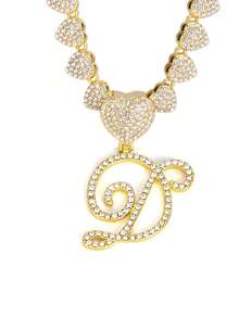 字母吊坠项链 迈阿密链条项链 女士嘻哈镶钻字母吊坠项链 珠宝礼物 - 愛心字母項鍊 - 查看 52