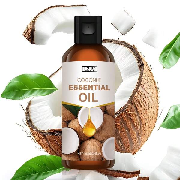 LZJV 100毫升/3.4液盎司，30毫升/1.0液盎司椰子香氛精油，持久留香，适用于身体护理，滋养柔滑肌肤。可用于面部、头发、肌肤和身体。可搭配香薰机/香薰石使用，适用于居家、车载及户外旅行。