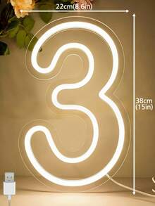 0-9 Number LED Neon Light, USB Powered, Birthday Wedding Party Wall Decor Light - 彩色 - 查看 12