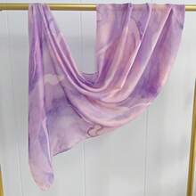 1pc Tie-Dye Casual Polyester Printed Scarf, All Season - Lilac Purple - View 3