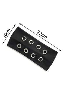 1pc Punk Y2K Metal Hoop Hollow Headband, Unisex Leopard Print Headband - Multicolor - View 4