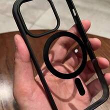 透明磁吸手机壳，兼容 16/15/14/13/12/11 Pro/Plus/Max/Mini/7/8/SE/16e/7P/X/XR/XsMax，防震保护套，也适用于 S25 Ultra/S24 Ultra/S23 FE/S22+/A05/A06/A36/A55/A16/A15/A56 - 黑色 - 查看 3