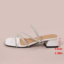 Giày sandal đế dày đính đá kiểu Pháp, thiết kế mùa hè mới với quai mảnh, giúp thon gọn, thời trang, đa năng, thanh lịch. - trắng - Xem 10