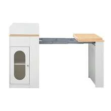 Kitchen Island With Wheels, Extendable Dining Table With Folding Tabletop, Bar Table With Power Strips And Hooks, Serves As A Kitchen Island, Sideboard Or Bar Table For Kitchen And Dining Room (White) - White - View 11