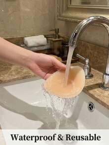 1对女士硅胶文胸，无肩带硅胶文胸，女士硅胶聚拢文胸垫，款式多样，适合婚礼穿着，带乳贴，透气防水文胸 - 杏色 - 查看 5