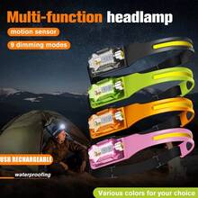 1PC USB Rechargeable LED Sensor Headlamp, Headlight Head Work Light, Waterproof Headlamp For Fishing Camping Lantern - Multicolor - View 2