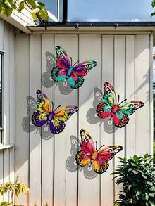1pc/4pcs Vibrant Metal Butterfly Wall Art Decor, Decorative Hanging Metal Butterflies For Garden, Yard, Living Room, Bedroom, Patio, Housewarming Gift, Mother's Day Gift, Gift For Family And Friends - A - View 1