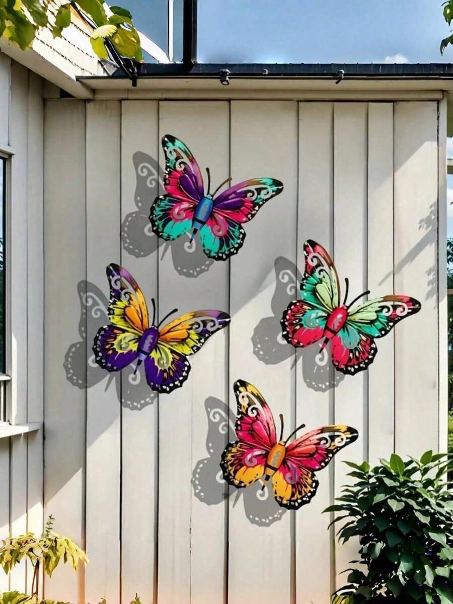 1pc/4pcs Vibrant Metal Butterfly Wall Art Decor, Decorative Hanging Metal Butterflies For Garden, Yard, Living Room, Bedroom, Patio, Housewarming Gift, Mother's Day Gift, Gift For Family And Friends - A - View 1