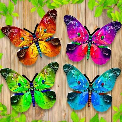 1pc/4pcs Colorful Iron Butterfly Wall Decor - Suitable For Garden, Home And Events Artistic Outdoor Wall Decoration - Durable, Versatile, Eye-Catching Spring/Summer Decor | Perfect Gift Choice For All Occasions