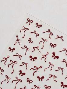 1 hoja de pegatinas de uñas 5D, decoraciones de arte de uñas autoadhesivas con lazos de color rosa, blanco y negro - Multicolor - Ver 2