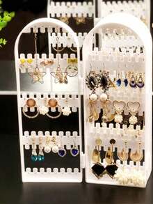 One Earring Display Stand, Foldable Jewelry Necklace Box Organizer - White - View 4