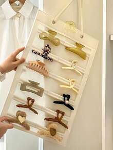 1 túi treo đựng trang sức dùng để sắp xếp dây chuyền, đồng hồ, vòng tay. - trắng - Xem 4