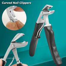Professional Thick Stainless Steel Nail Clipper With Embedded Toenail Trimmer, Curved Blade, Anti-Splash, Wide Opening Manicure Tool - B-Black - View 1