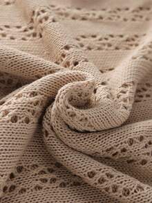 Spring And Summer Women's Elegant Dresses, Casual Knitted Short Sleeved Skirts, Hollowed Out Vacation Beach Dresses Suitable For Evening Beach Wear - 卡其色 - 查看 4