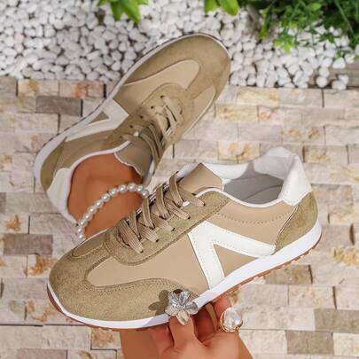 Sneakers för kvinnor, Ins Casual Chunky Sneakers, Platta mångsidiga löparskor