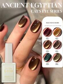 Miss Leia 1-6 Esmalte de uñas en gel de efecto ojo de gato de 15ml para primavera/verano, esmalte de uñas de efecto ojo de gato de alta densidad con blanqueamiento dorado naranja, laca de gel de color popular para principiantes, adecuado para salones, uso doméstico DIY, vacaciones, regalos para damas, suministros de arte de uñas - Multicolor - Ver 3